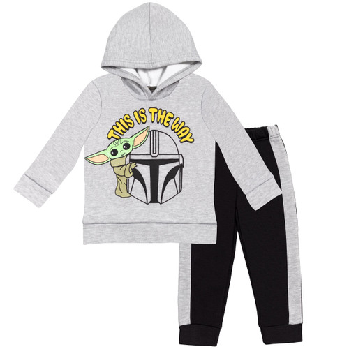 STAR WARS The Mandalorian Baby Yoda Little Boys Fleece Hoodie Pant Set Gray/Black 7-8