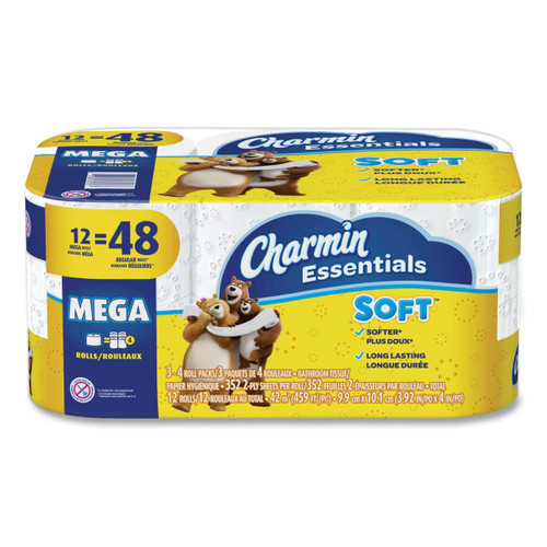 Essentials Soft Bathroom Tissue, Septic Safe, 2-Ply, White, 4 x 3.92, 352 Sheets/Roll, 12/Pack