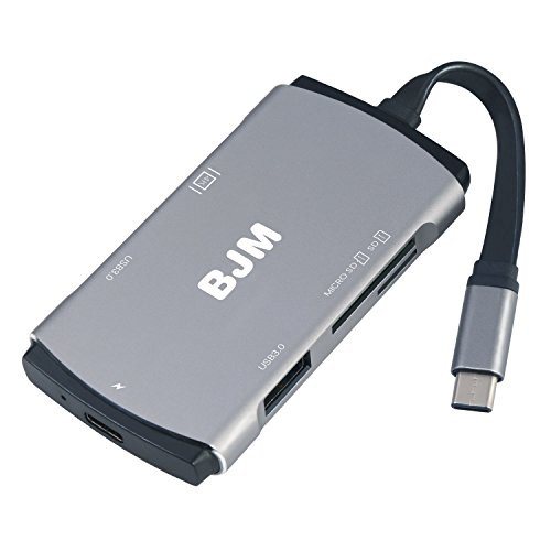 USB C HUB, Type-C Hub BJM 6-in-1 USB C Adapter with Type-C Power Charging port, 4K HDMI Port, 2 USB 3.0 Ports, SD/Micro SD Card Reader Aluminum Alloy for Macbook Pro 2015/2016 & Other Type-C Devices