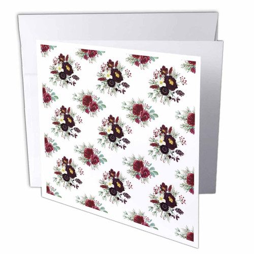 3dRose Pretty Burgundy, Red, and Green Christmas Floral Pattern - Greeting Cards (gc-370816-1) 3dRose Pretty Burgundy, Red, and Green Christmas Floral Pattern - Greeting Cards (gc-370816-1)