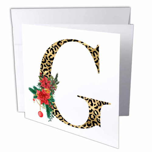 3dRose Glam Monogram Initial G Image Of Gold Leopard Spots Red... - Greeting Cards (gc-371235-1)