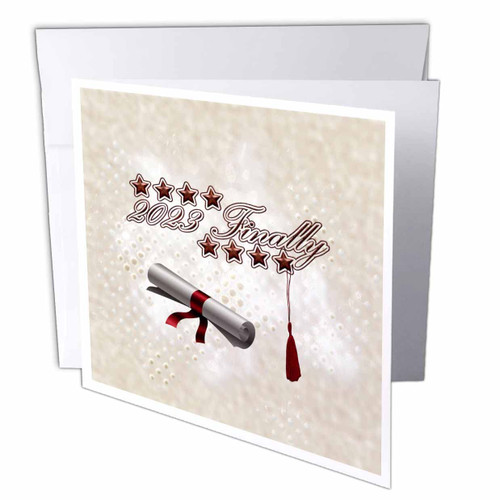 3dRose Image of 2023 Finally, Diploma, Tassel, Stars, Red and Tan - Greeting Cards (gc-373845-1) 3dRose Image of 2023 Finally, Diploma, Tassel, Stars, Red and Tan - Greeting Cards (gc-373845-1)