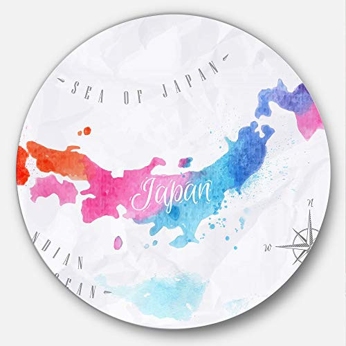 Designart MT7539-C11 Japan Map Watercolor - Large Disc Metal Wall Art - Disc of 11",Blue,11 X 11 Designart MT7539-C11 Japan Map Watercolor - Large Disc Metal Wall Art - Disc of 11",Blue,11 X 11