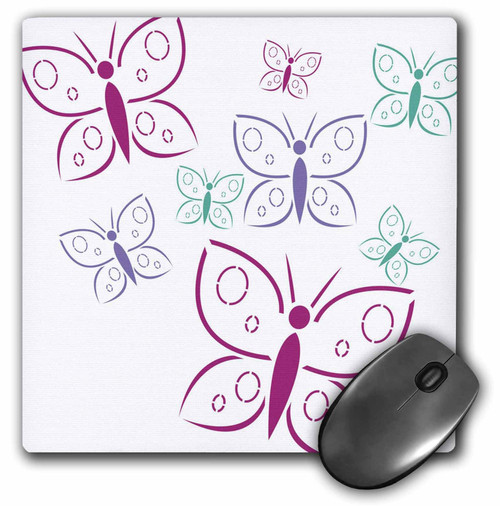3dRose LLC 8 x 8 x 0.25 Inches Mouse Pad, Flying Colored Butterflies (mp_42537_1)