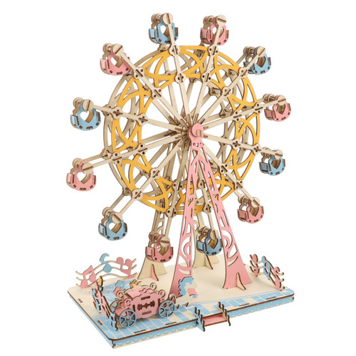 ERINGOGO 1 Set Ferris Wheel 3D Puzzle Rotating Ferris Wheel Toy Ferris Block Toy Cartoon Ferris Wheel 3D Ferris Wheel Adulttoy Ferries Wheel Puzzle Kit Wooden to Rotate Ornaments