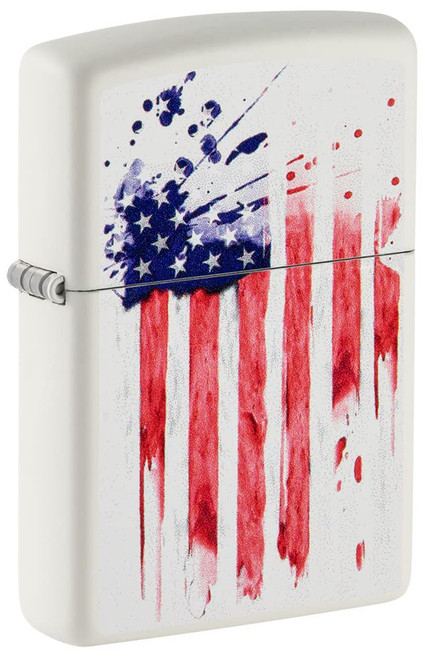 Zippo US Flag Design White Matte Pocket Lighter