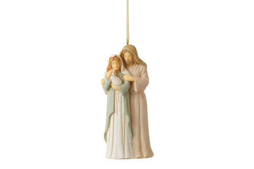Enesco Foundations Holy Family Embrace Masterpiece Hanging Ornament, 4.13 Inch, Multicolor