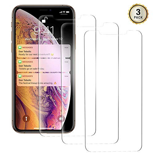 iPhone XR Screen Protector, 3 Pack, Clear iPhone Xs Max Tempered Glass Screen Protector. 9H Hardness Supporting 3D Touch Best Glass