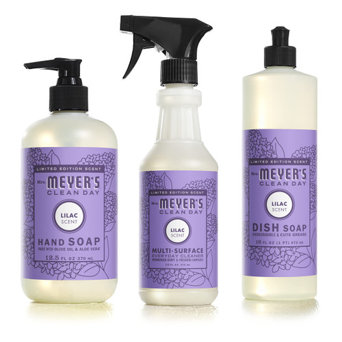 MRS. MEYER'S CLEAN DAY Mrs. Meyer's Lilac Kitchen Set Dish Soap | Hand Soap | Multi-Surface Cleaner, 3 CT,1