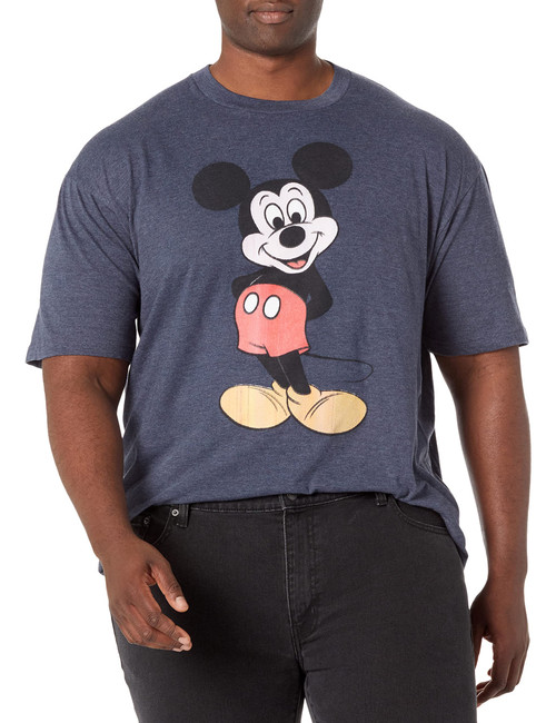 Disney Men's Big & Tall 80s Mickey T-Shirt, Navy Blue Heather, XX-Large