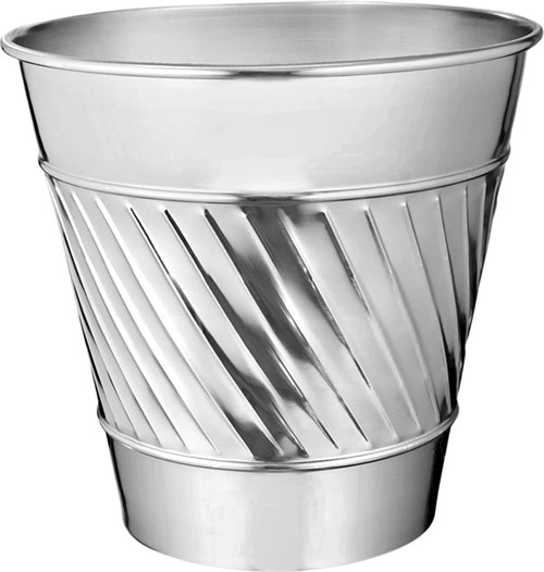 Monarch Abode 39328 Handcrafted, Wave Embossed, Metal Wastebasket Trash Can for Home Office Bedroom, Decorative Wastebasket, Modern Bathroom Decor, Durable, Nickel Chrome Finish