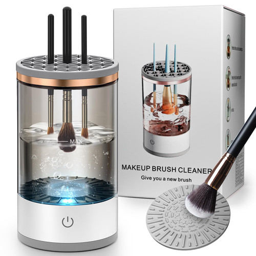 Korintin Electric Makeup Brush Cleaner Machine, USB Make up Brush Cleaner, Portable Electric Makeup Brush Cleaner, Makeup Brush Cleaner Machine with Makeup Brush Cleaner Mat for All Size Makeup Brush