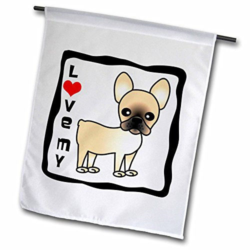 3dRose fl_25346_1 I Love My French Bulldog Black Masked Fawn Cream Garden Flag, 12 by 18-Inch