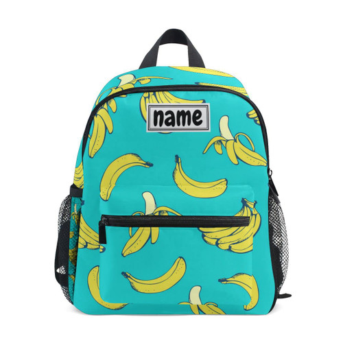Glaphy Custom Kid's Name Backpack, Yellow Bananas Toddler Backpack for Daycare Travel Personalized Name Preschool Bookbag for Boys Girls