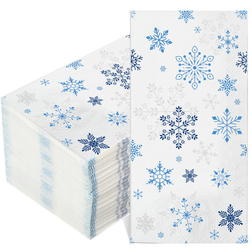 Christmas Napkins Paper Christmas Dinner Napkins for Guests Christmas Hand Towels Disposable Xmas Holiday Napkins Decorative for Holiday Christmas Party Bathroom Supplies (120, Snowflake)