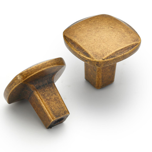 AOOTOCH 10 Pack 1 Inch Antique Brass Cabinet Knobs Kitchen Cabinet Knobs Drawer Knobs Square Cabinet Knobs Vintage Knobs for Cabinets Retro Dresser Knobs Knobs for Dresser Drawers