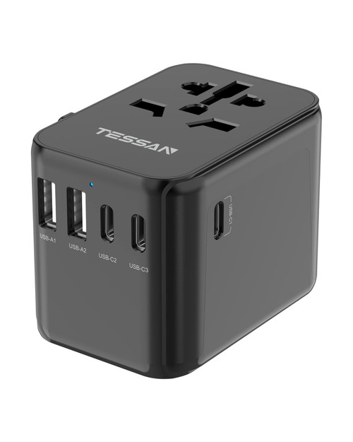 TESSAN Universal Travel Adapter, International Plug Adapter 5.6A 3 USB C 2 USB A Ports, Power Adaptor Travel Worldwide, All-in-one Travel Charger Outlet Converter for Europe UK EU AUS (Type C/G/A/I) TESSAN Universal Travel Adapter, International Plug Adapter 5.6A 3 USB C 2 USB A Ports, Power Adaptor Travel Worldwide, All-in-one Travel Charger Outlet Converter for Europe UK EU AUS (Type C/G/A/I)