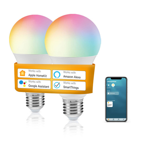 DoHome Smart Light Bulbs Work with Apple HomeKit, WiFi LED Light Bulb Multicolor Smart Bulbs Compatible with Siri, Alexa, Google Assistant