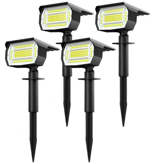 Solar Spot Lights Outdoor, 4 Pack IP65 Solar Lights Outdoor Waterproof 72 LEDs Solar Landscape Spotlights,Auto On/Off 3 Lighting Modes Outdoor Solar Garden Lights for Yard, Patio, Pathway -Cool White
