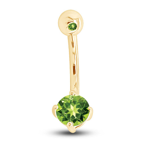 AFFY Round Shape Simulated Peridot Body Piercing Belly Button Ring in 14K Yellow Gold Over Sterling Silver AFFY Round Shape Simulated Peridot Body Piercing Belly Button Ring in 14K Yellow Gold Over Sterling Silver