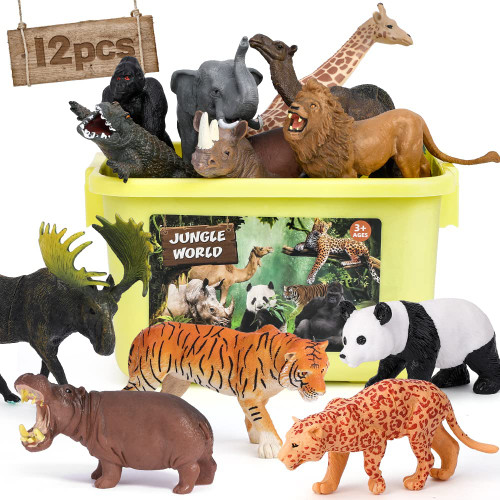FRUSE Safari Animals Figures Toys,12PCS Wild Zoo Animals Figurines,Realistic African Jungle Animals Playset with Panda,Lion,Elephant,Educational Learning Toys Gifts for Toddlers Kids 3-5 FRUSE Safari Animals Figures Toys,12PCS Wild Zoo Animals Figurines,Realistic African Jungle Animals Playset with Panda,Lion,Elephant,Educational Learning Toys Gifts for Toddlers Kids 3-5