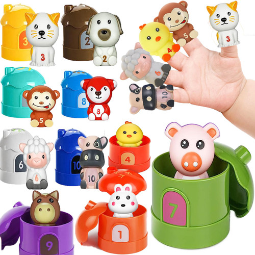 Sakiyrmai Learning Toys for Toddlers 18 Months 1 2 3 Years Old Boys Girls, Matching & Sorting Fine Motor Games 20Pcs Farm Animal Toys, Montessori Toys Gifts for Christmas