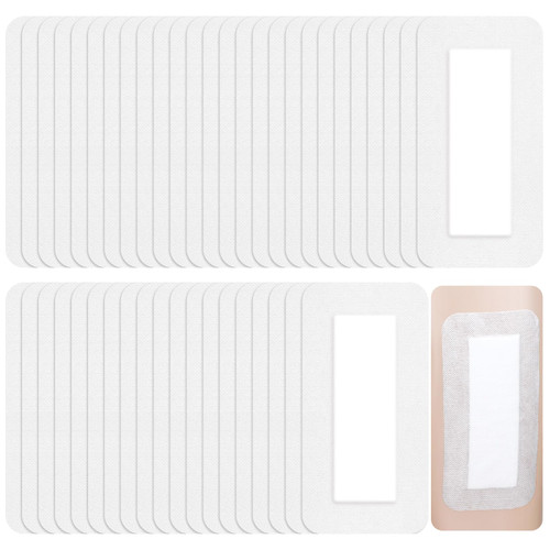 60 Pcs Bordered Gauze Adhesive Island Dressing Wound Dressing Waterproof Gauze with Pad Breathable Bandage Individually Packed Pouches Tapes for Blister Wound Care (4 x 8 Inch)