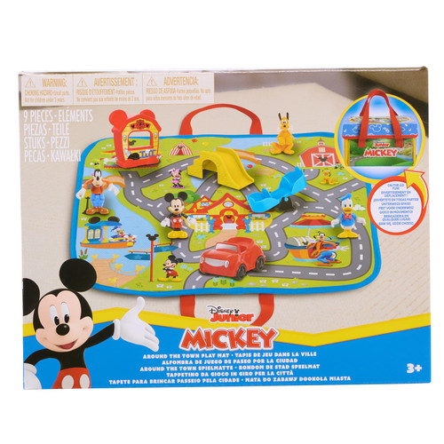 Disney Junior Mickey Mouse Around the Town Playmat, 9-piece Figures and Vehicle Playset, Officially Licensed Kids Toys for Ages 3 Up, Amazon Exclusive