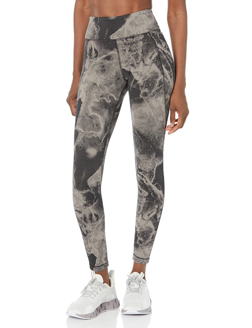 Reebok Women's Standard Lux Leggings, Black Jacquard Print, X-Small