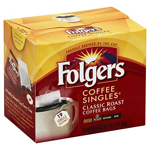 Folgers Classic Medium Roast Coffee Singles Serve Bags, 19 Count (Pack of 6) Folgers Classic Medium Roast Coffee Singles Serve Bags, 19 Count (Pack of 6)