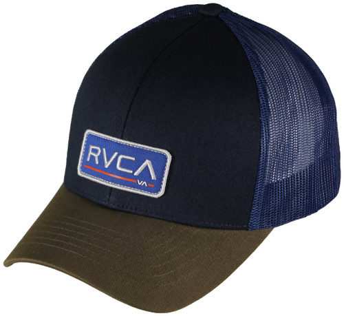 RVCA Men's Adjustable Snapback Trucker Hat - Ticket Trucker III (Navy Moss, One Size)