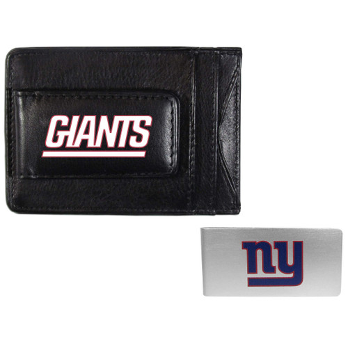 Siskiyou Sports NFL New York Giants Unisex Leather Cash & Cardholder & Money Clip, Black, One Size,FCCP090BMP