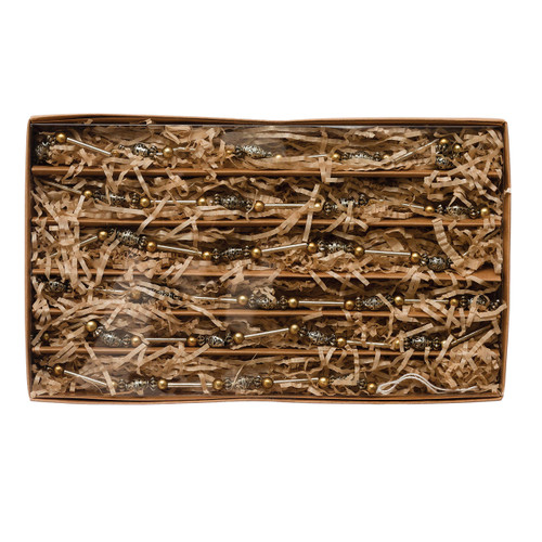 Creative Co-Op 72" L Box, Gold & Silver Finish Glass Garlands, Gold/Silver