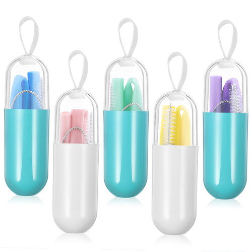 Hemoton 10 Sets silicone drinking straws cocktail straws collapsible silicone straw drinking straws bulk reusable straws reusable silicone straws smoothie straw portable Straight