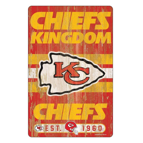 WinCraft NFL Kansas City Chiefs 11x17 Wood Sign, Team Color, One Size WinCraft NFL Kansas City Chiefs 11x17 Wood Sign, Team Color, One Size