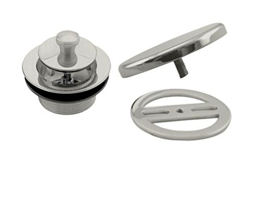 Westbrass D94H-07 Replacement 1-1/2" NPSM Coarse Thread Twist & Close Bathtub Drain with Illusionary No-Hole Overflow Faceplate, Satin Nickel