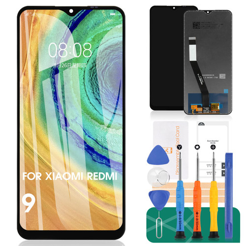 for Xiaomi Redmi 9 Screen Replacement for Xiaomi Redmi 9 LCD Screen for Xiaomi Redmi 9 Display M2004J19G, M2004J19C Digitizer Touch Screen Assembly Repair Parts with Tools (Black LCD No Frame)