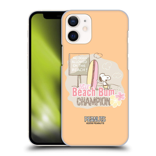 Head Case Designs Officially Licensed Peanuts Champion Beach Bum Snoopy Hard Back Case Compatible with Apple iPhone 12 Mini
