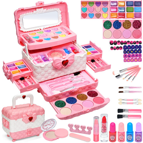 Kids Makeup Kit for Girl - Toys for Girls Washable Make Up for Little Girls,Non Toxic Toddlers Cosmetic Kits,Child Play Makeup Toys for Girls, Age 3-12 Year Old Children Gift