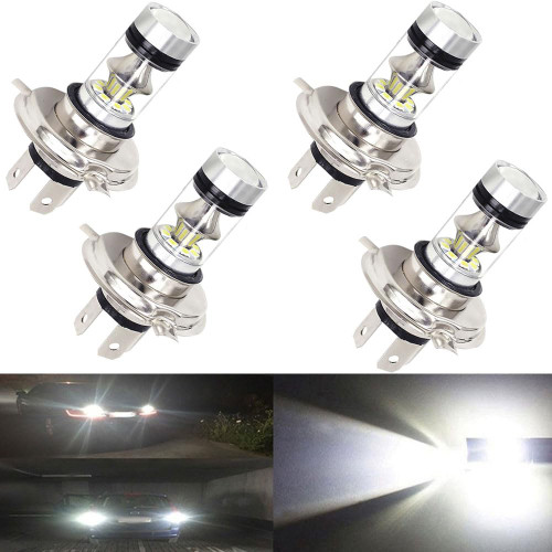 Edearkar H4 LED Headlight Bulb, 12V, 1000lm LED Fog Light LED H4 100W 20LED Anti-fog Light Cool White Light 6500K H4 LED Headlights Conversion Kit for Car Motorcycle, 4-Pack