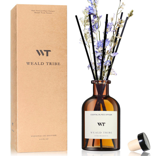 Flower Reed Diffuser Set for Bathroom Air Fresheners, Oil Diffuser Sticks | Hotel White Tea Scent 4.0 fl oz Home Fragrance with Sticks Defusers | House Bedroom Office Shelf Decor