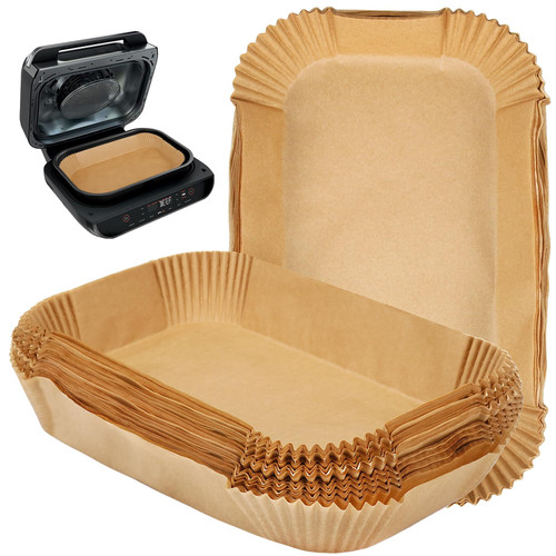 BYKITCHEN Air Fryer Liners for Ninja FG551 Foodi Smart XL 6-in-1 Indoor Grill, Set of 100, Rectangle Air Fryer Parchment Paper Liners for Ninja XL Grill Air Fryer, Ninja Foodi XL Grill Accessories