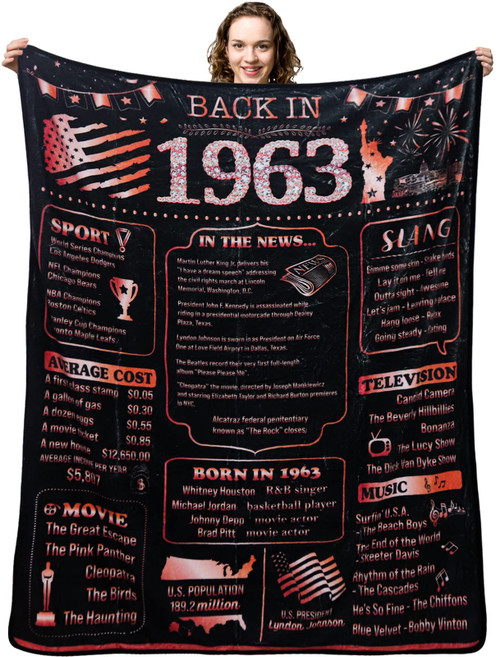 Henghere 60th Birthday Gifts for Women Friend, Mom, Grandma, Sister, Wife, Aunt, Coworker, Happy 60 Year Old Birthday Decorations Women | Blanket for Bed Sofa 60x50 Inches, Rose Gold Henghere 60th Birthday Gifts for Women Friend, Mom, Grandma, Sister, Wife, Aunt, Coworker, Happy 60 Year Old Birthday Decorations Women | Blanket for Bed Sofa 60x50 Inches, Rose Gold