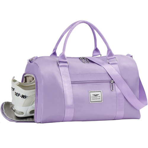 FIORETTO Gym Tote Bag Duffle Bag with Separated Shoes Compartment & Wet Pocket, Travel Bag Weekend Overnight Bags, Water-Resistant Carry On Bag Hospital Holdalls for Women Light Purple FIORETTO Gym Tote Bag Duffle Bag with Separated Shoes Compartment & Wet Pocket, Travel Bag Weekend Overnight Bags, Water-Resistant Carry On Bag Hospital Holdalls for Women Light Purple