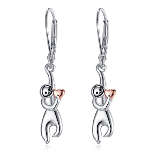 SVODEA Cute Sloth Earrings for Women,925 Sterling Silver Sloth Heart Dangle Earrings with Lever-Back,Cute Animal Drop Earrings Jewelry Gift for Girls Mom Daughter Wife SVODEA Cute Sloth Earrings for Women,925 Sterling Silver Sloth Heart Dangle Earrings with Lever-Back,Cute Animal Drop Earrings Jewelry Gift for Girls Mom Daughter Wife