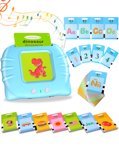 Spanish & English Talking Flash Cards for Toddlers 2-4 Years Old, Autism Toys, Speech Therapy Toys, Educational Learning Flash Cards for Boys and Girls, 385 Sight Words Blue Spanish & English Talking Flash Cards for Toddlers 2-4 Years Old, Autism Toys, Speech Therapy Toys, Educational Learning Flash Cards for Boys and Girls, 385 Sight Words Blue