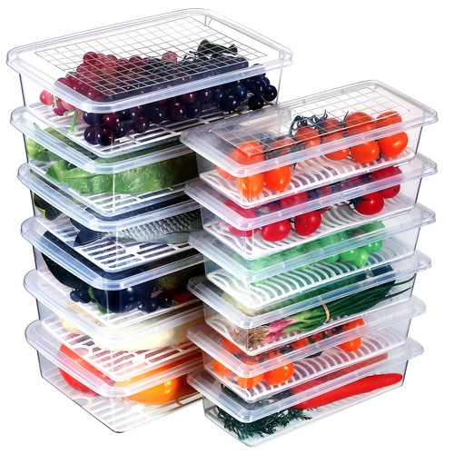 Meanplan Food Storage Containers for Fridge Plastic refrigerator Organizers with Removable Drain Plate and Lid Stackable Produce Containers to Keep Fruits, Vegetables, Meat(8 Packs) Meanplan Food Storage Containers for Fridge Plastic refrigerator Organizers with Removable Drain Plate and Lid Stackable Produce Containers to Keep Fruits, Vegetables, Meat(8 Packs)