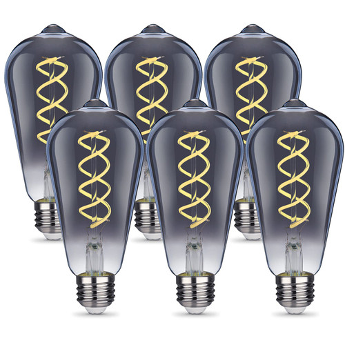 YIMILITE ST58 (ST19) LED Edison Bulbs 45 Watt Equivalent, CRI 80+, High Brightness Daylight White 5000K Smoky Grey Glass, Dimmable Antique LED Filament Bulbs, E26 Medium Base, 6 Pack