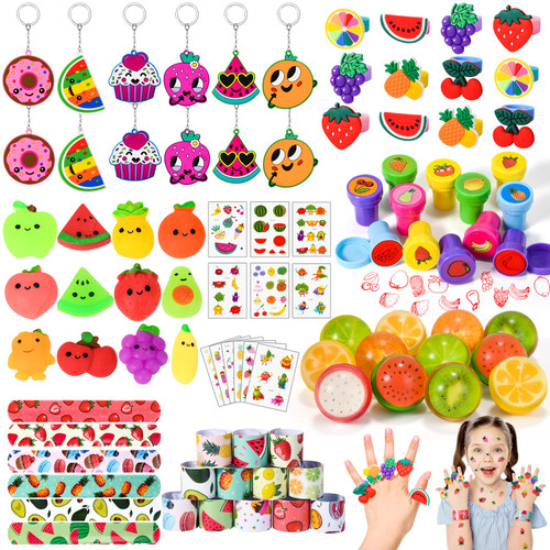 84Pcs Fruits Party Favors Kid Birthday Supplies Squeeze Bouncy Ball Ring Keychain Slap Bracelet Tattoo Mini Toy Gift Watermelon Summer Birthday Girl Boy Party Favor Goodie Bag Stuffer Pinata Filler 84Pcs Fruits Party Favors Kid Birthday Supplies Squeeze Bouncy Ball Ring Keychain Slap Bracelet Tattoo Mini Toy Gift Watermelon Summer Birthday Girl Boy Party Favor Goodie Bag Stuffer Pinata Filler
