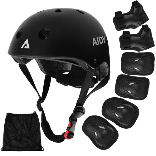AIDY Kids Bike Helmet Toddler Helmet Adjustable for 3-8 Years Girls Boys Knee Pads Elbow Pads Wrist Guards Kids Protective Gear Set for Skateboard, Bike, Roller Skating, Cycling, Scooter, Rollerblade AIDY Kids Bike Helmet Toddler Helmet Adjustable for 3-8 Years Girls Boys Knee Pads Elbow Pads Wrist Guards Kids Protective Gear Set for Skateboard, Bike, Roller Skating, Cycling, Scooter, Rollerblade